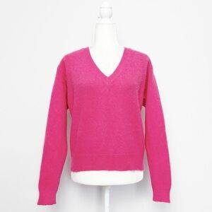 Sandro Paris Angora Cropped V-Neck Sweater Pink Size 1 Small
